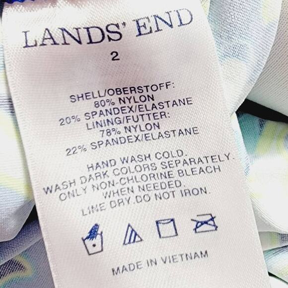 Lands' End Blue Green Paisley Shelf Bra Tankini - Size 2 - Picture 3 of 5